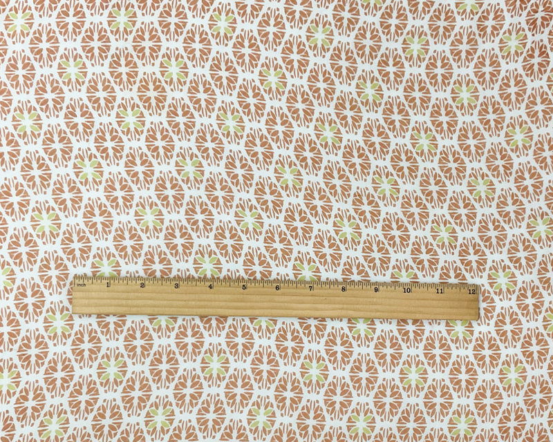 Brown-Multi Poly Abstract Floral Tile Print Chiffon Woven Fabric