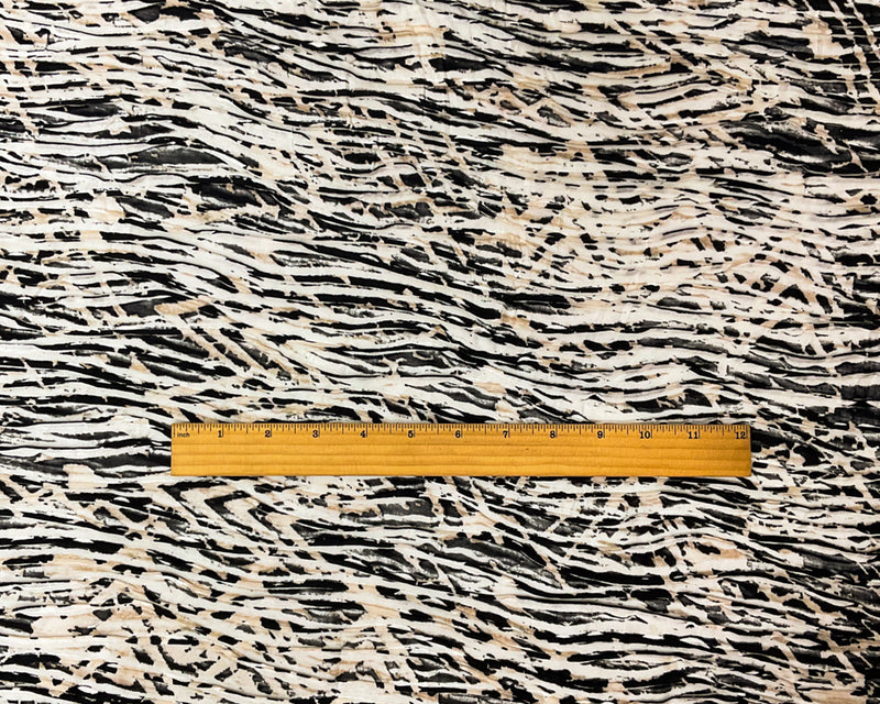 Black-Multi Poly Abstract Chevron Printed Knife Pleat Knit Fabric