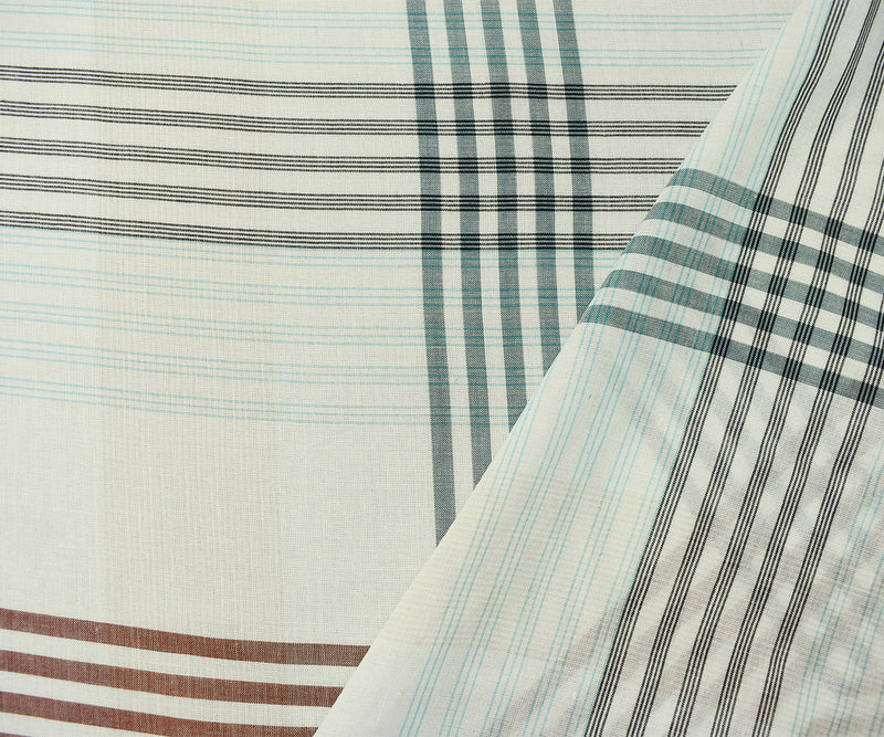 Off-White-Teal Multi Cotton Famous Maker Plaid Gauze Woven Fabric