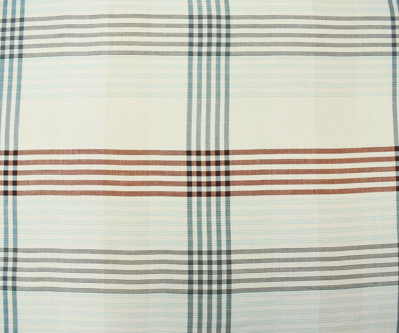 Off-White-Teal Multi Cotton Famous Maker Plaid Gauze Woven Fabric