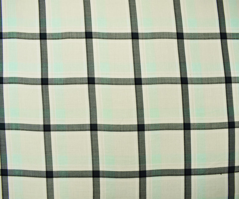 Ivory-Mint-Multi Rayon Famous Maker Plaid Twill Woven Fabric