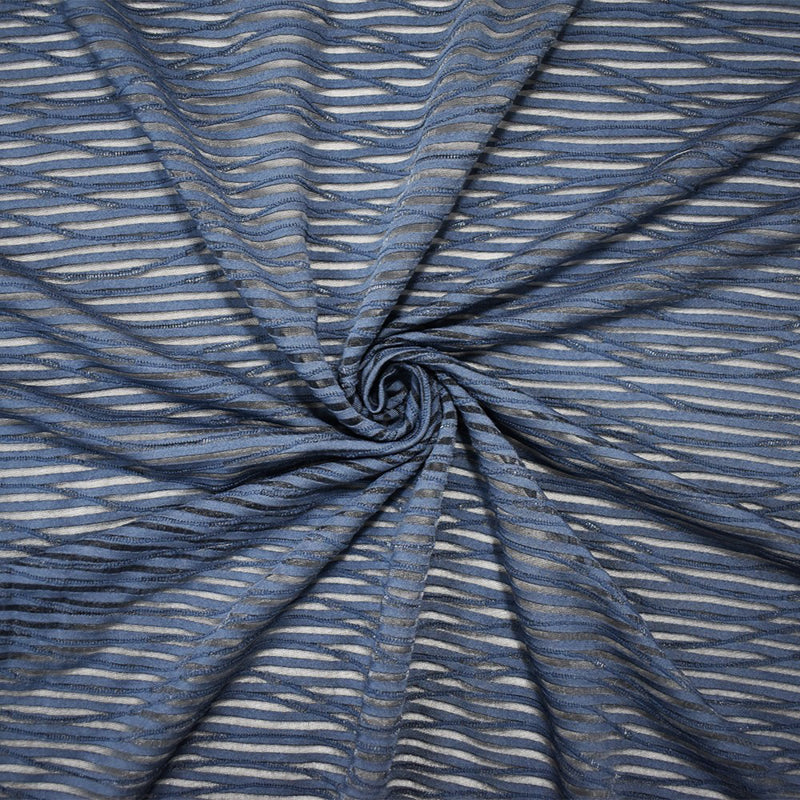 2 5/8 YD PC-Deep Blue Poly Spandex Stretch Abstract Wave Mesh Knit Fabric