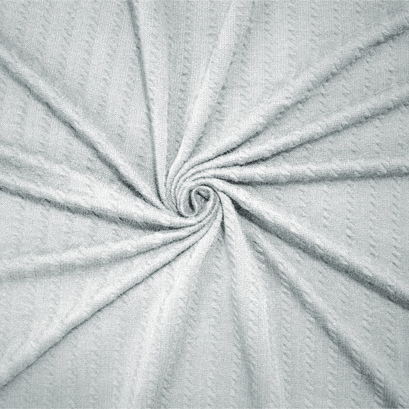 White-Gray Poly Spandex Stretch Cable Texture Knit Fabric