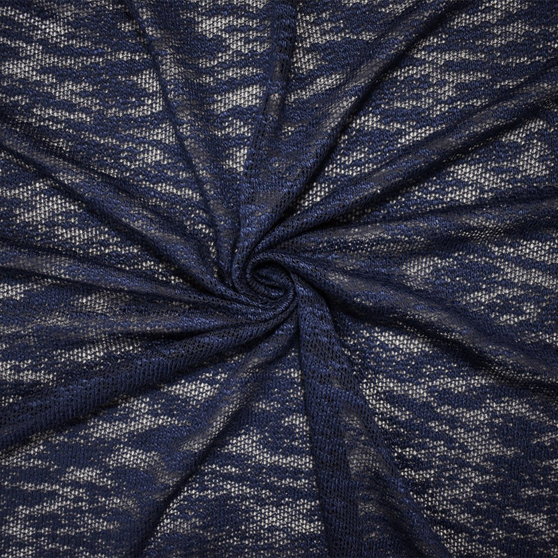 Blue Poly Spandex Stretch Texture Slub Sweater Knit Fabric
