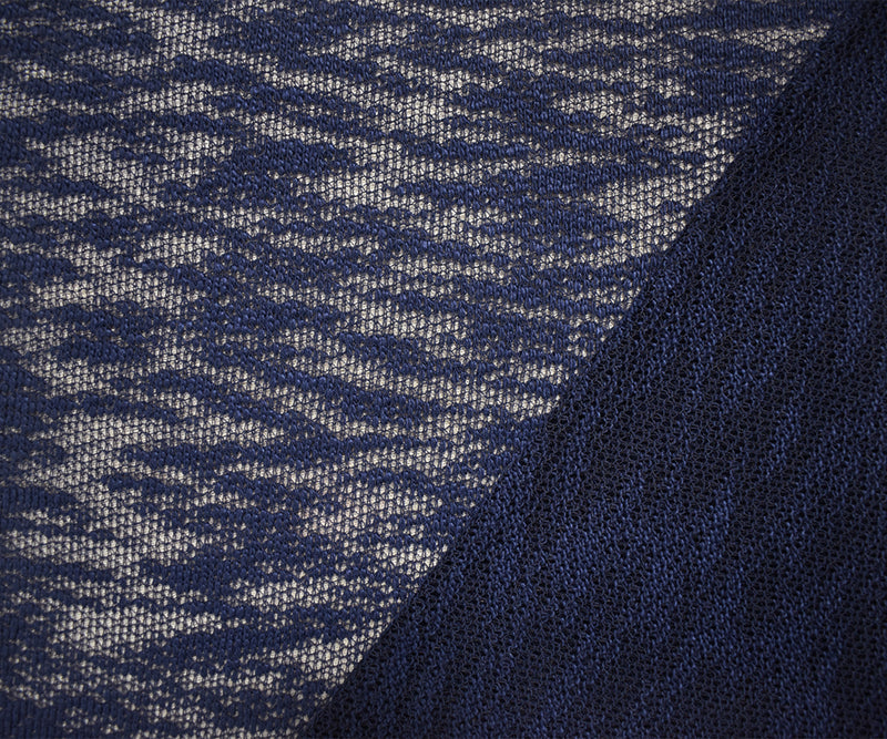 Blue Poly Spandex Stretch Texture Slub Sweater Knit Fabric
