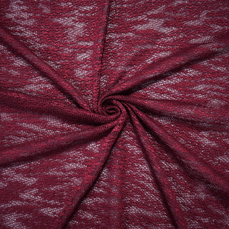 Red Poly Spandex Stretch Texture Slub Sweater Knit Fabric