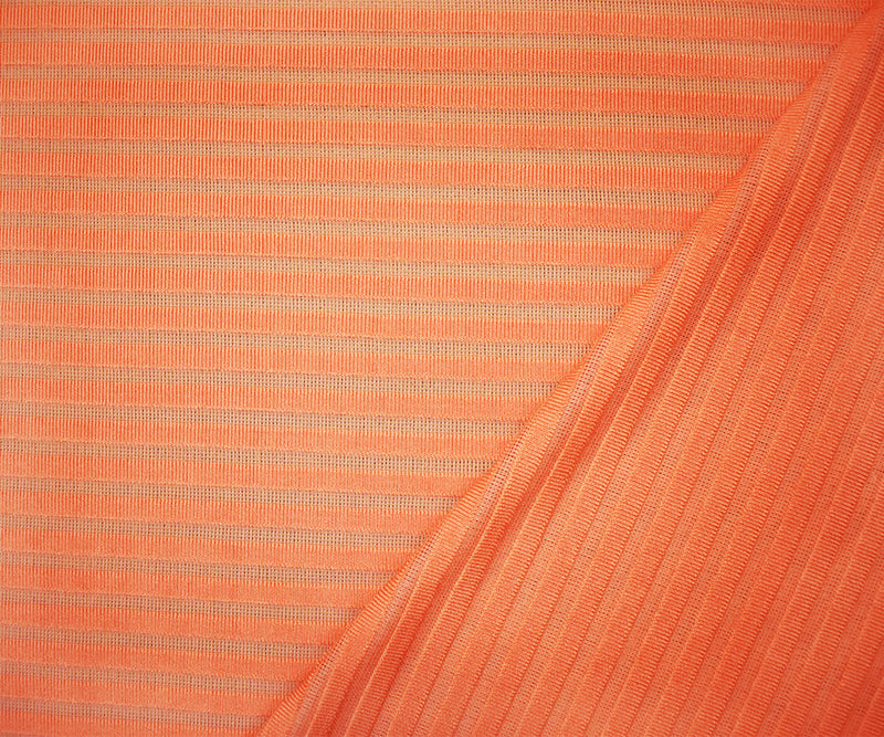 Orange Poly Blend Stretch Stripe Knit Fabric