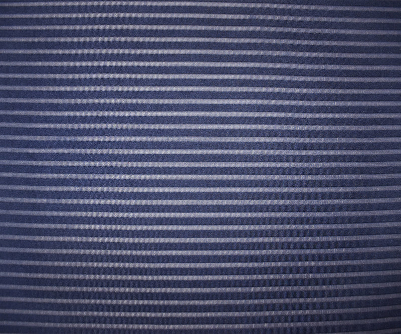 Dark Blue Poly Blend Stretch Stripe Knit Fabric