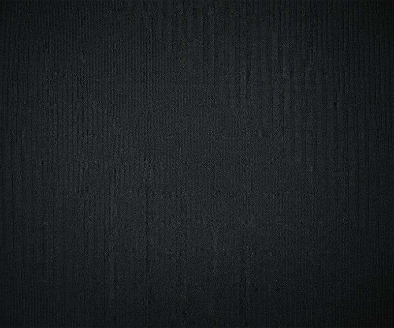 Black Poly Blend Stretch Irregular Rib Knit Fabric