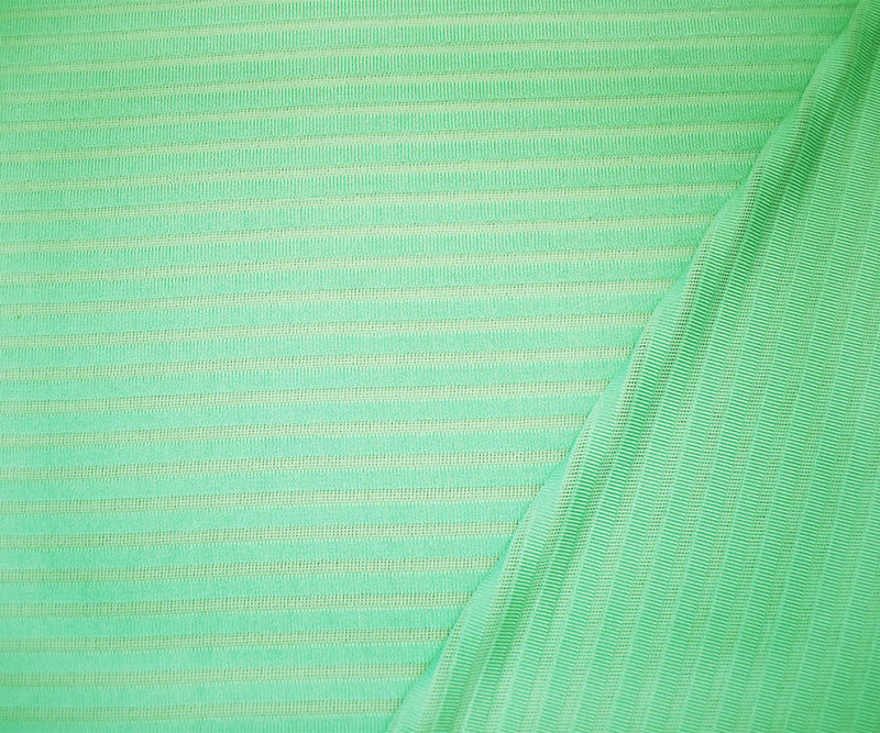 Green Poly Blend Stretch Stripe Knit Fabric