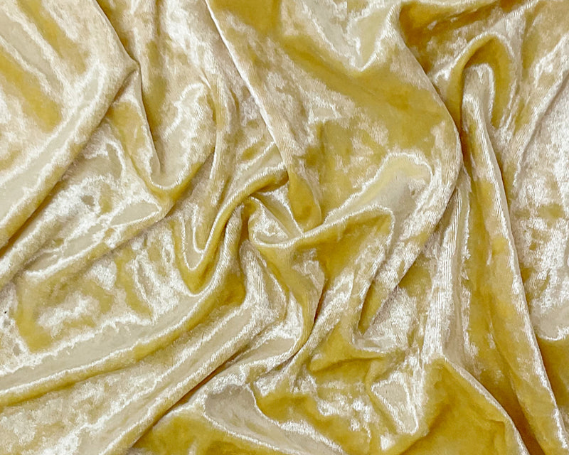 Yellow Poly Spandex Stretch Crushed Velvet Knit Fabric