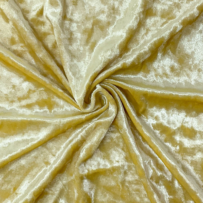 Yellow Poly Spandex Stretch Crushed Velvet Knit Fabric