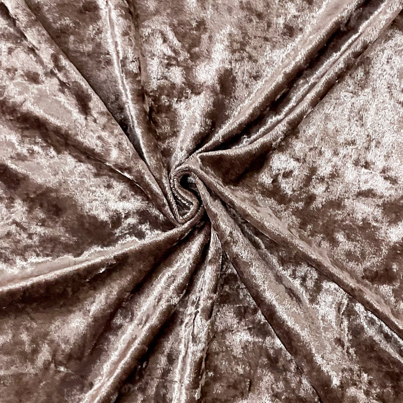 Brown Poly Spandex Stretch Crushed Velvet Knit Fabric