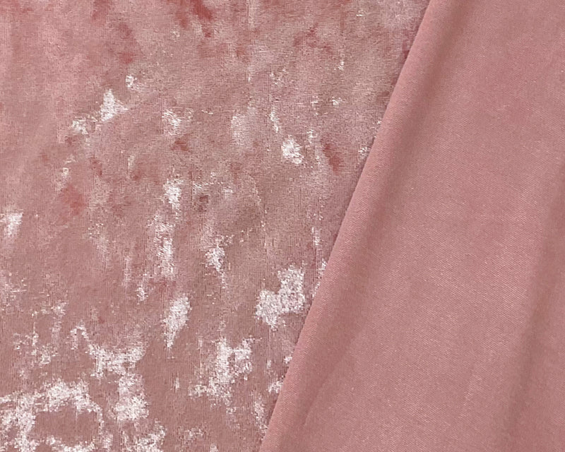Pink Poly Spandex Stretch Crushed Velvet Knit Fabric