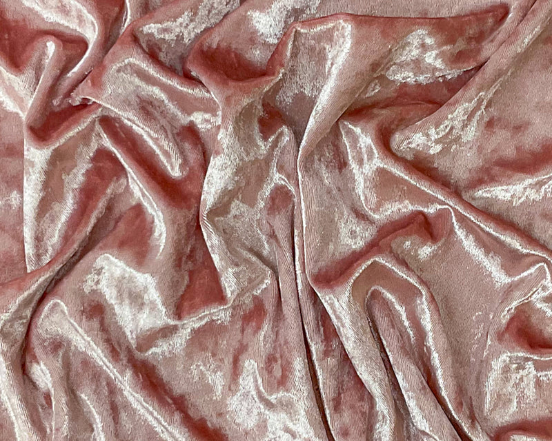 Pink Poly Spandex Stretch Crushed Velvet Knit Fabric
