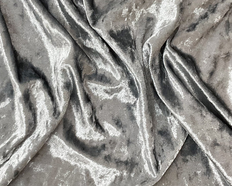 Gray Poly Spandex Stretch Crushed Velvet Knit Fabric