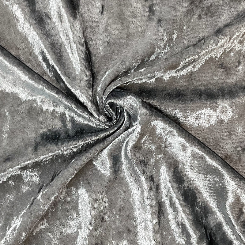 Gray Poly Spandex Stretch Crushed Velvet Knit Fabric