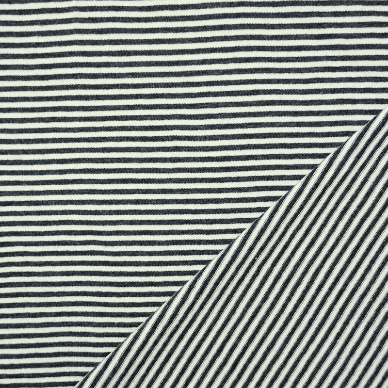 Black-White Poly Blend Stretch Stripe Jersey Knit Fabric