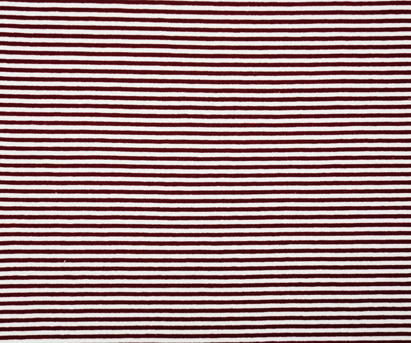 Red-Ivory Poly Blend Stretch Stripe Jersey Knit Fabric