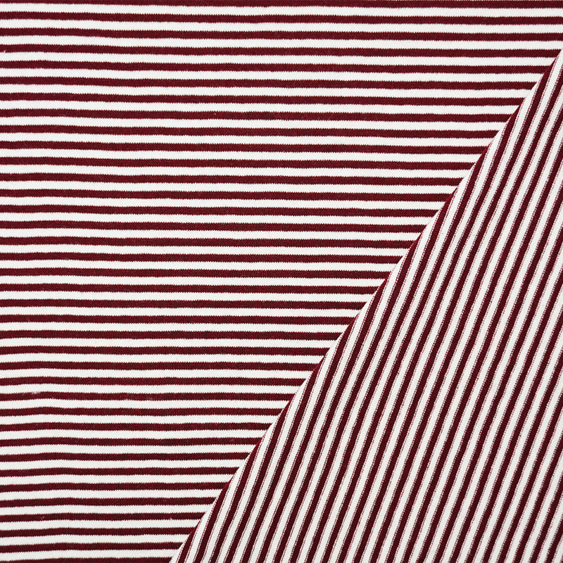 Red-Ivory Poly Blend Stretch Stripe Jersey Knit Fabric