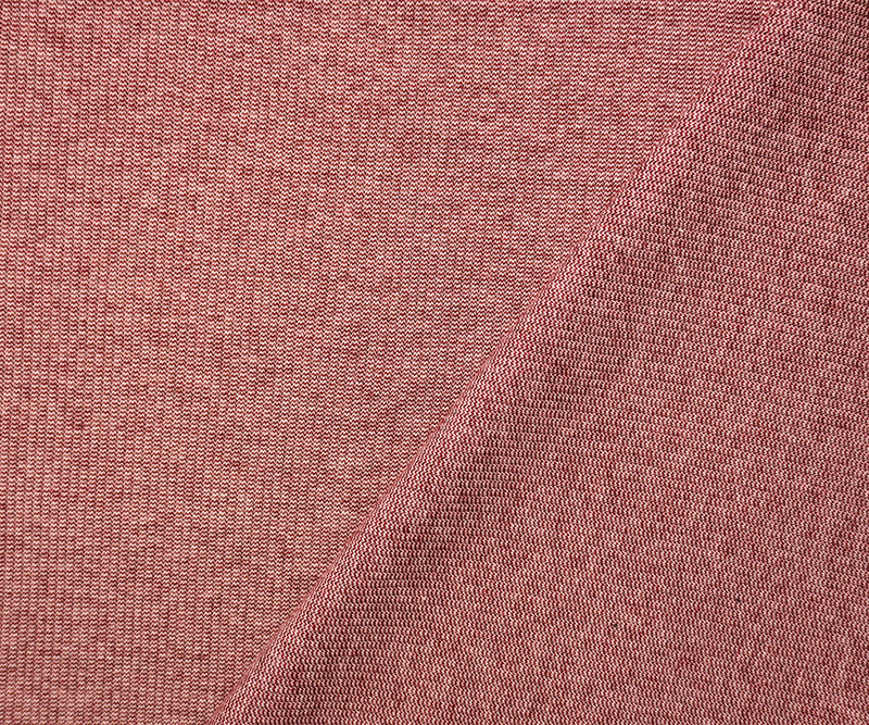 Red-White Poly Blend Stretch Texture Rib Knit Fabric