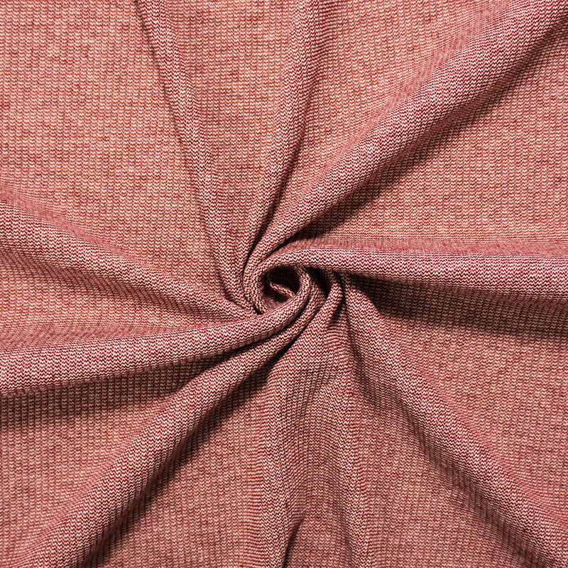 Red-White Poly Blend Stretch Texture Rib Knit Fabric