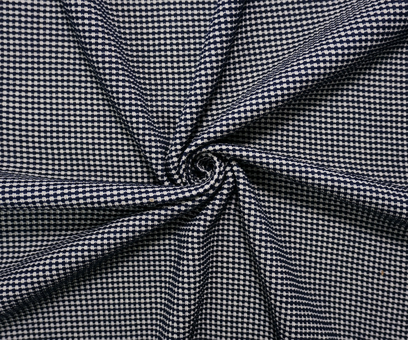 3 5/8 YD PC-Deep Navy-White Poly Blend Stretch Texture Double Knit Fabric