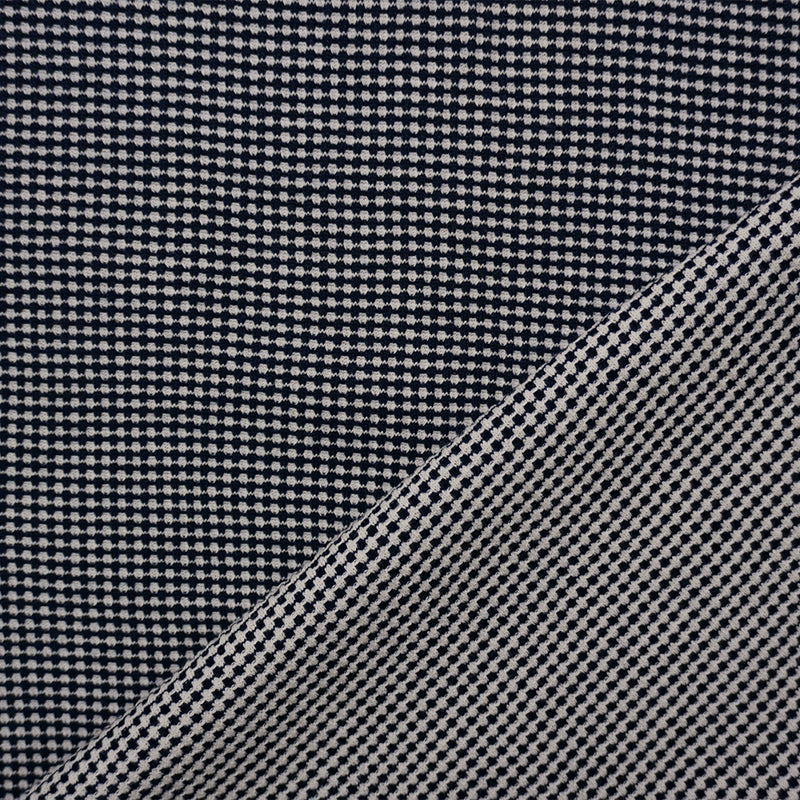 3 5/8 YD PC-Deep Navy-White Poly Blend Stretch Texture Double Knit Fabric