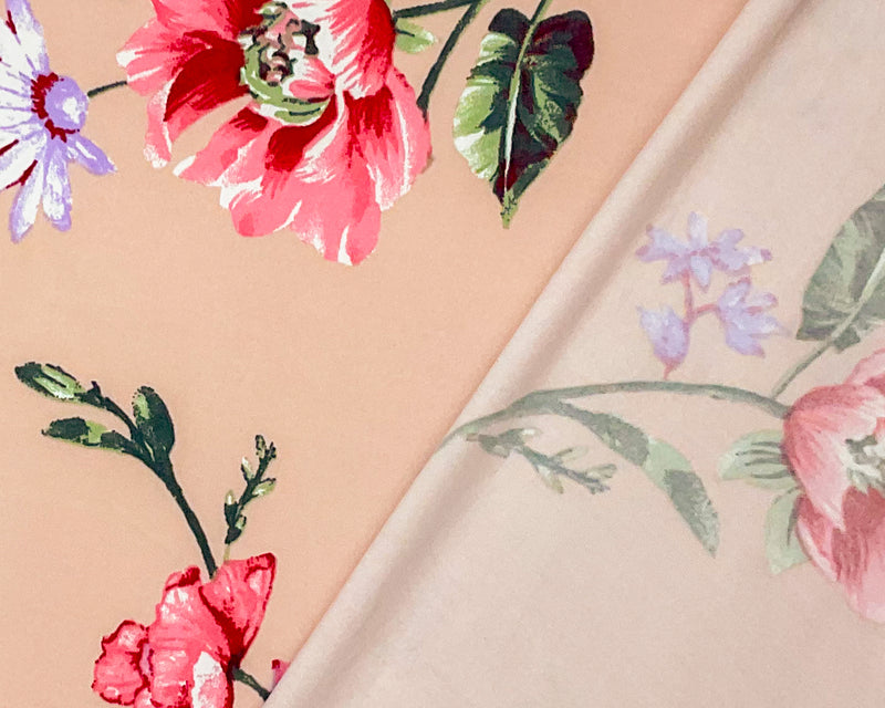 2 YD PC-Pink-Multi Poly Stretch Spandex Floral Print DB Jersey Knit Fabric