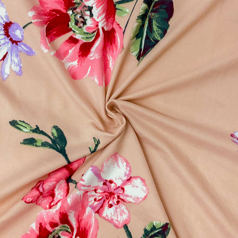 2 YD PC-Pink-Multi Poly Stretch Spandex Floral Print DB Jersey Knit Fabric