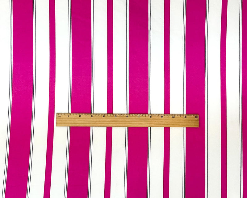 Pink-Multi Poly Stretch Spandex Vertical Stripe Print DB Jersey Knit Fabric