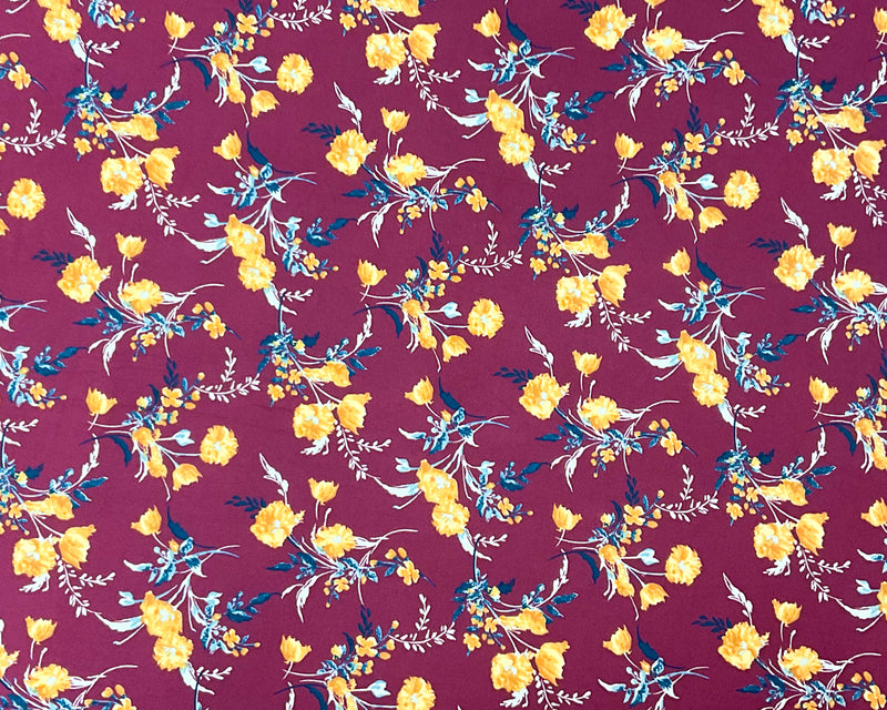 Red-Multi Poly Spandex Stretch Floral Print DB Jersey Knit Fabric