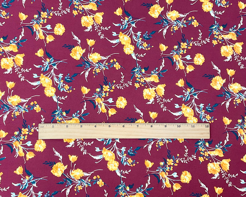 Red-Multi Poly Spandex Stretch Floral Print DB Jersey Knit Fabric