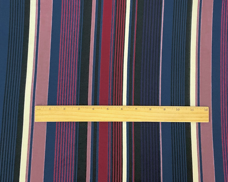 Red-Multi Poly Spandex Stretch Vertical Stripe Print DB Jersey Knit Fabric