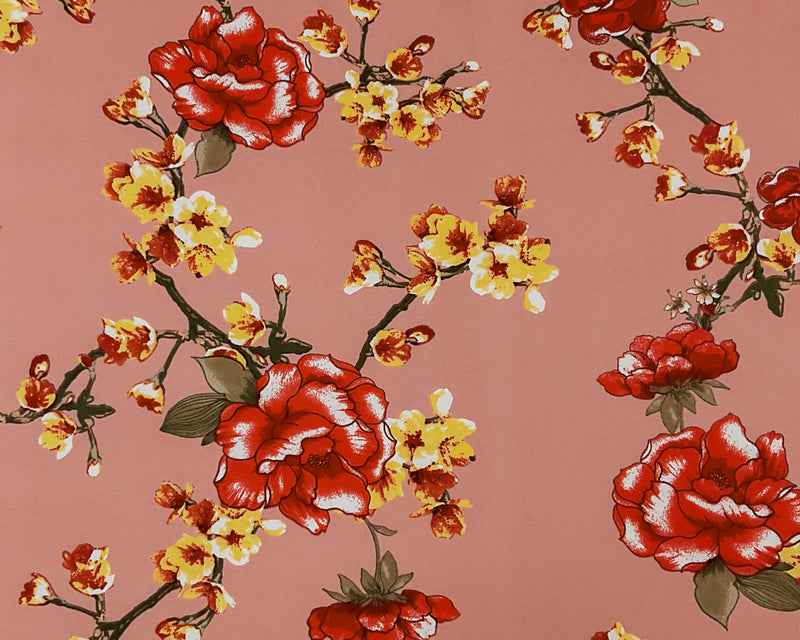 Pink-Multi Poly Stretch Spandex Floral Print DB Jersey Knit Fabric