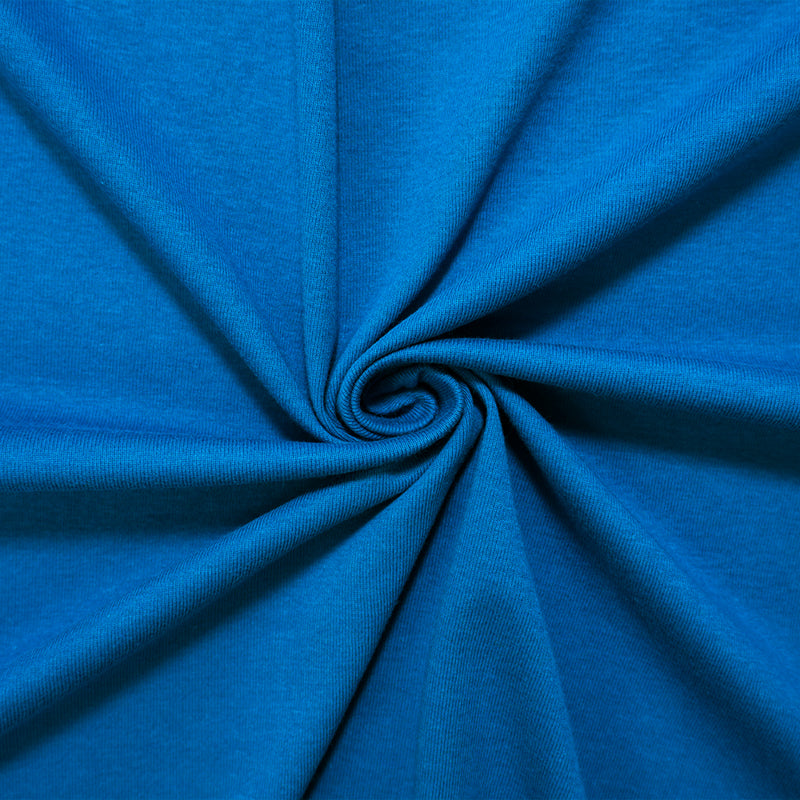 Blue Organic Cotton Solid 1X1 Rib Knit Fabric