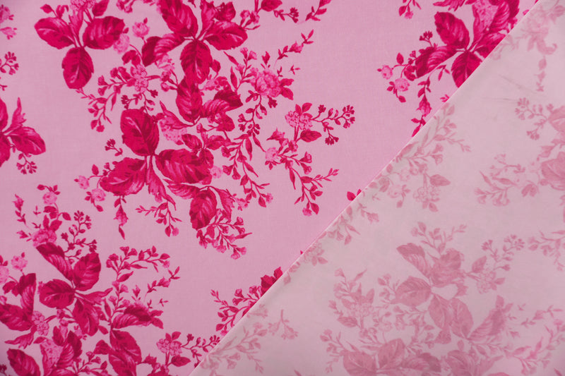 Pink-Red Poly Spandex Stretch Floral Printed Jersey Knit Fabric