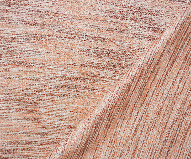 Brown-Beige-White Rayon Slub Texture Printed Dobby Woven Fabric