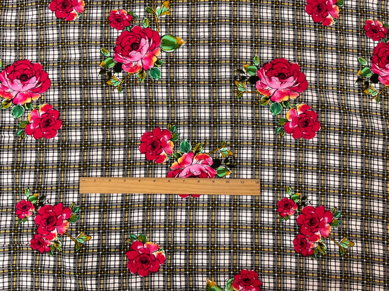 Black-Pink-Multi Rayon Floral Printed Challis Woven Fabric