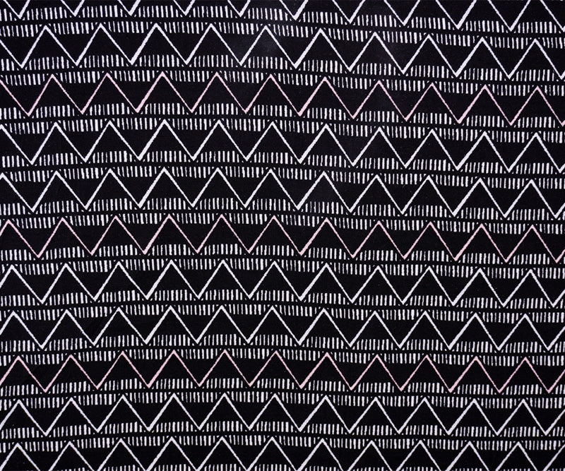 Black-Multi Rayon Chevron Printed Challis Woven Fabric