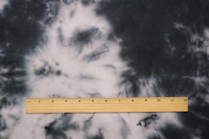 3 YD PC-Black-Gray Rayon Tie Dye Printed Challis Woven Fabric
