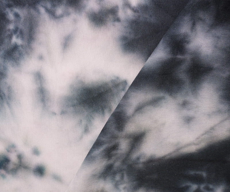 3 1/8 YD PC-Black-Gray Rayon Tie Dye Printed Challis Woven Fabric