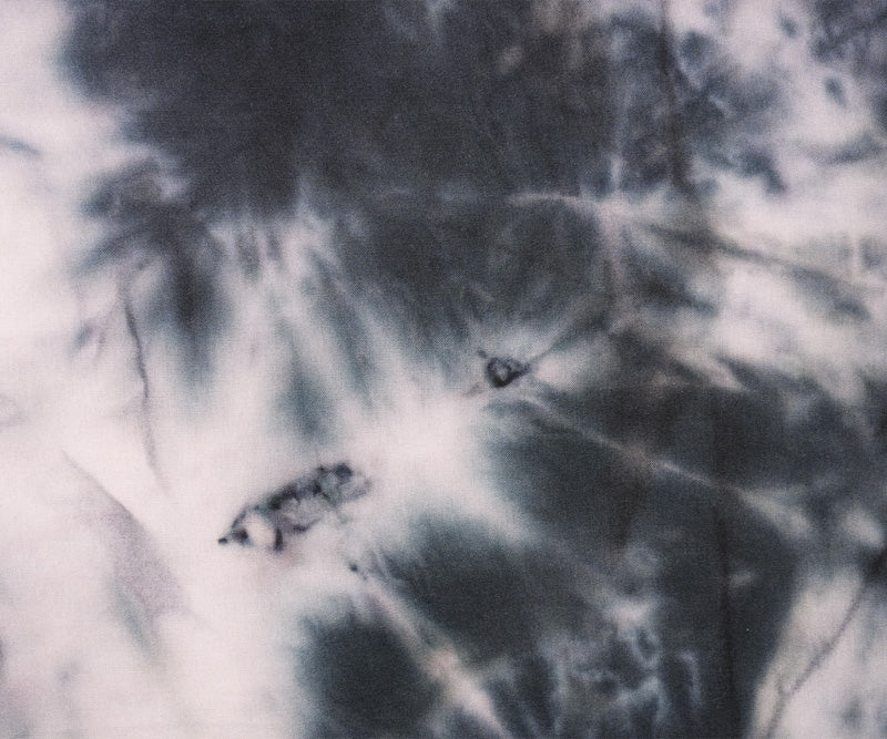 3 1/8 YD PC-Black-Gray Rayon Tie Dye Printed Challis Woven Fabric