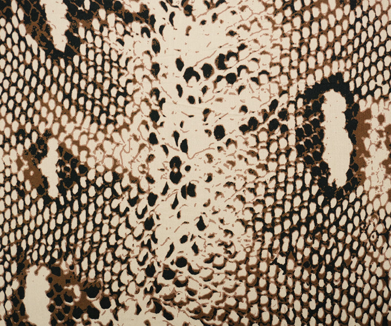 Brown-Multi Rayon Reptile Printed Twill Satin Woven Fabric