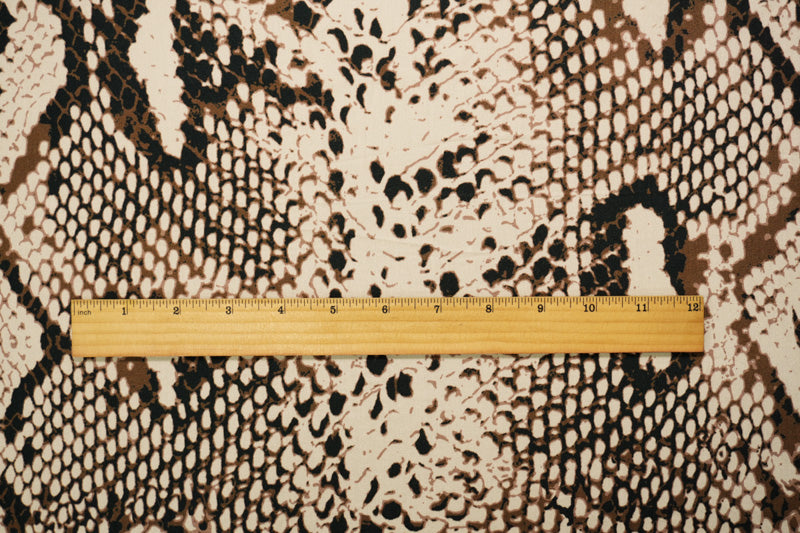 Brown-Multi Rayon Reptile Printed Twill Satin Woven Fabric