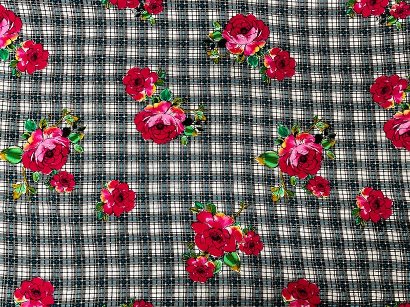 Black-Pink-Multi Rayon Floral Printed Challis Woven Fabric