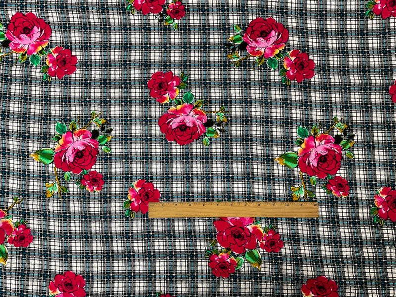 Black-Pink-Multi Rayon Floral Printed Challis Woven Fabric