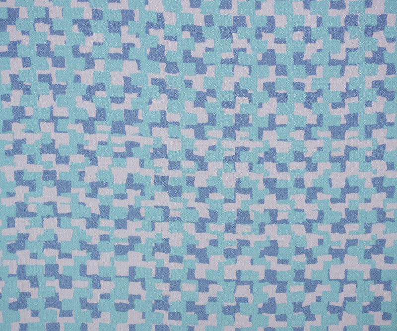 Blue-White Rayon Abstract Printed Dobby Woven Fabric