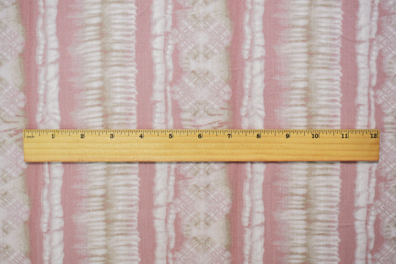 Pink-Multi Rayon Tie Dye Printed Cross Hatch Challis Woven Fabric