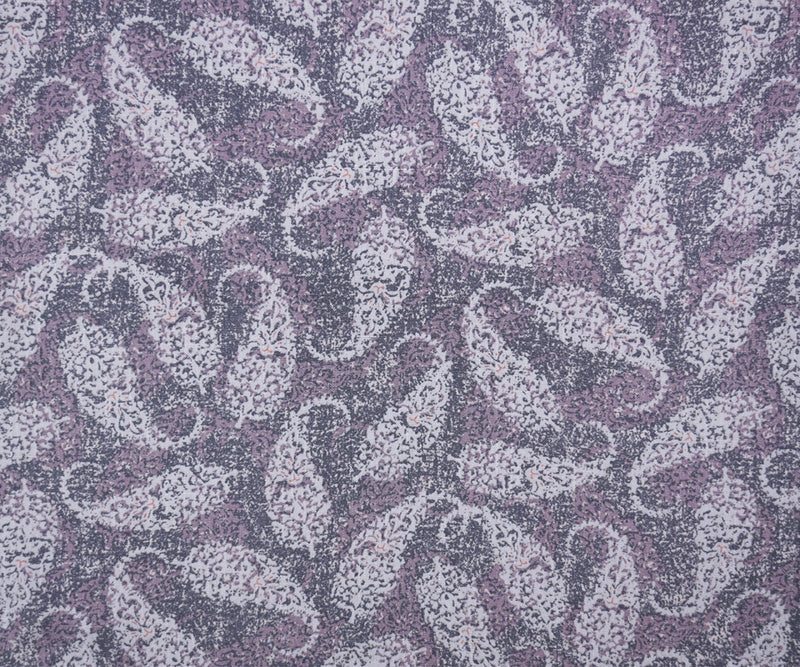 Gray-Purple-Orange Rayon Paisley Printed Slub Challis Woven Fabric